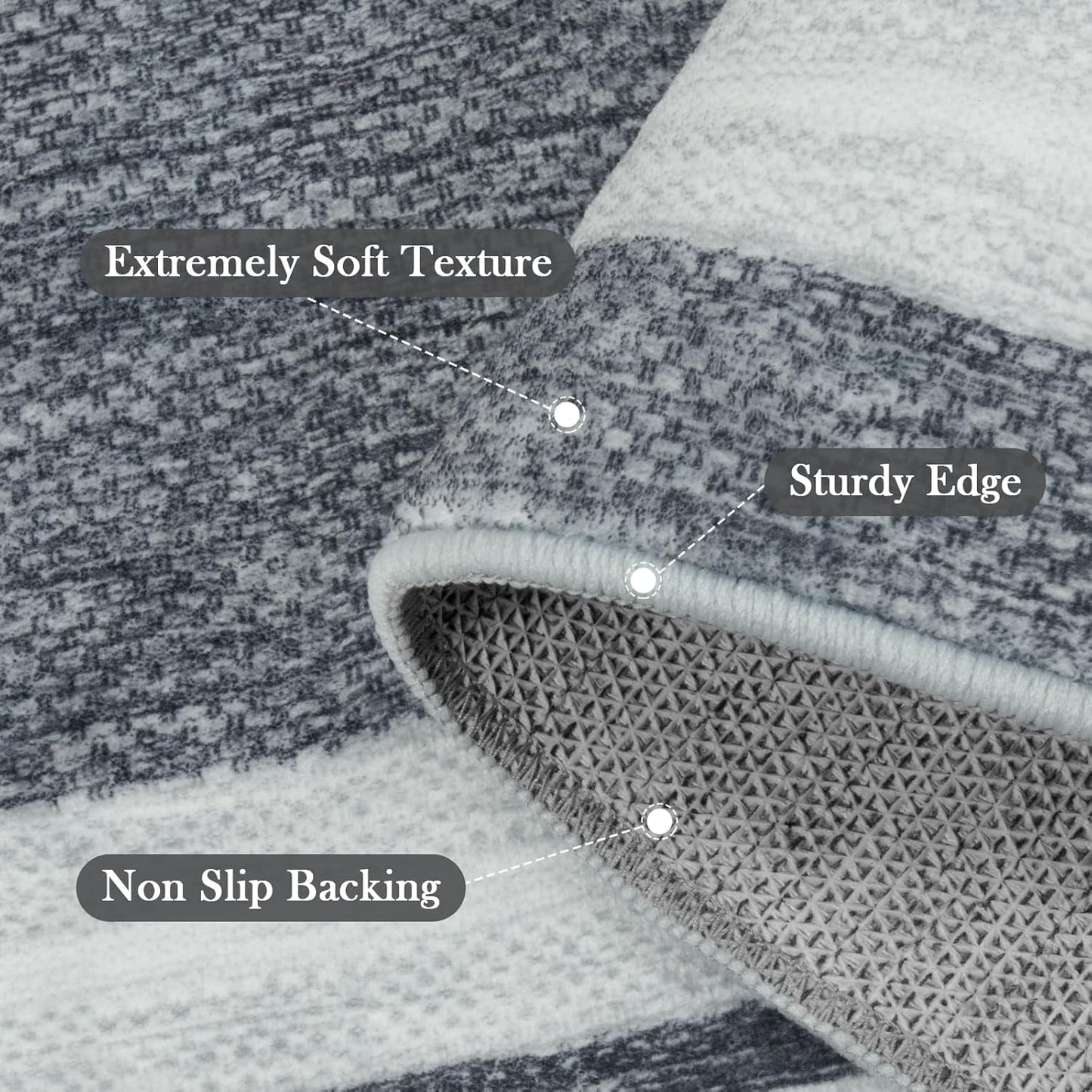 OJIA Modern Bordered Washable Rug 3'x5', Non Slip Throw Rugs for Entryway Soft Bedroom Entry Mat Non-Shedding Accent Rugs Indoor Door Mat Small Carpet for Kitchen Bathroom Office