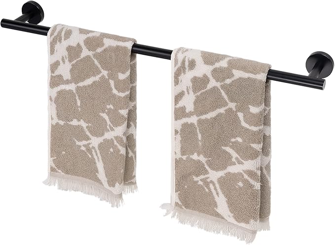 HITSLAM Matte Black 25.7 Inch Towel Bar for Bathroom, SUS304 Stainless Steel Bathroom Towel Rack Wall Mounted, Modern Home Decor Bath Towel Holder with Hardware Accessories