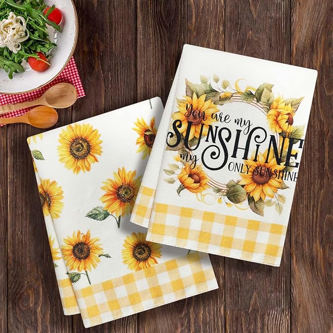 Sunflower Kitchen Towels Sunflower Kitchen Decor Floral Kitchen Towels Dish Towels Fall Kitchen Hand Towels Decorative Set 2 Pcs of 18×26 Inch