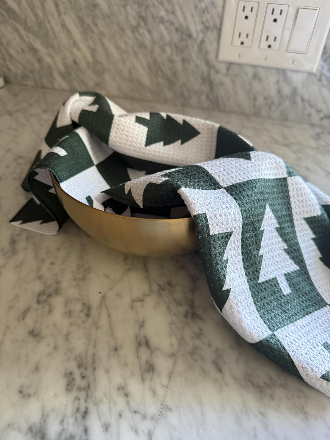 2 Pack || Double Sided|| Not Your Ordinary Kitchen Towels || Dish Towels || Quick Dry || Waffle Weave Microfiber || Designer Prints || Highly Absorbent || Hanging Hook (Forest Christmas)