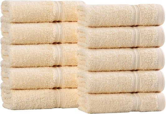 Superior Egyptian Cotton 10-Piece Face Towel Set , Small Towels For Facial, Spa, Quick Dry, Absorbent Towels, Bathroom Accessories, Guest Bath, Home Essentials, Washcloth, Airbnb, Canary
