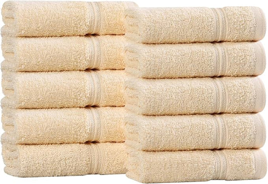 Superior Egyptian Cotton 10-Piece Face Towel Set , Small Towels For Facial, Spa, Quick Dry, Absorbent Towels, Bathroom Accessories, Guest Bath, Home Essentials, Washcloth, Airbnb, Canary