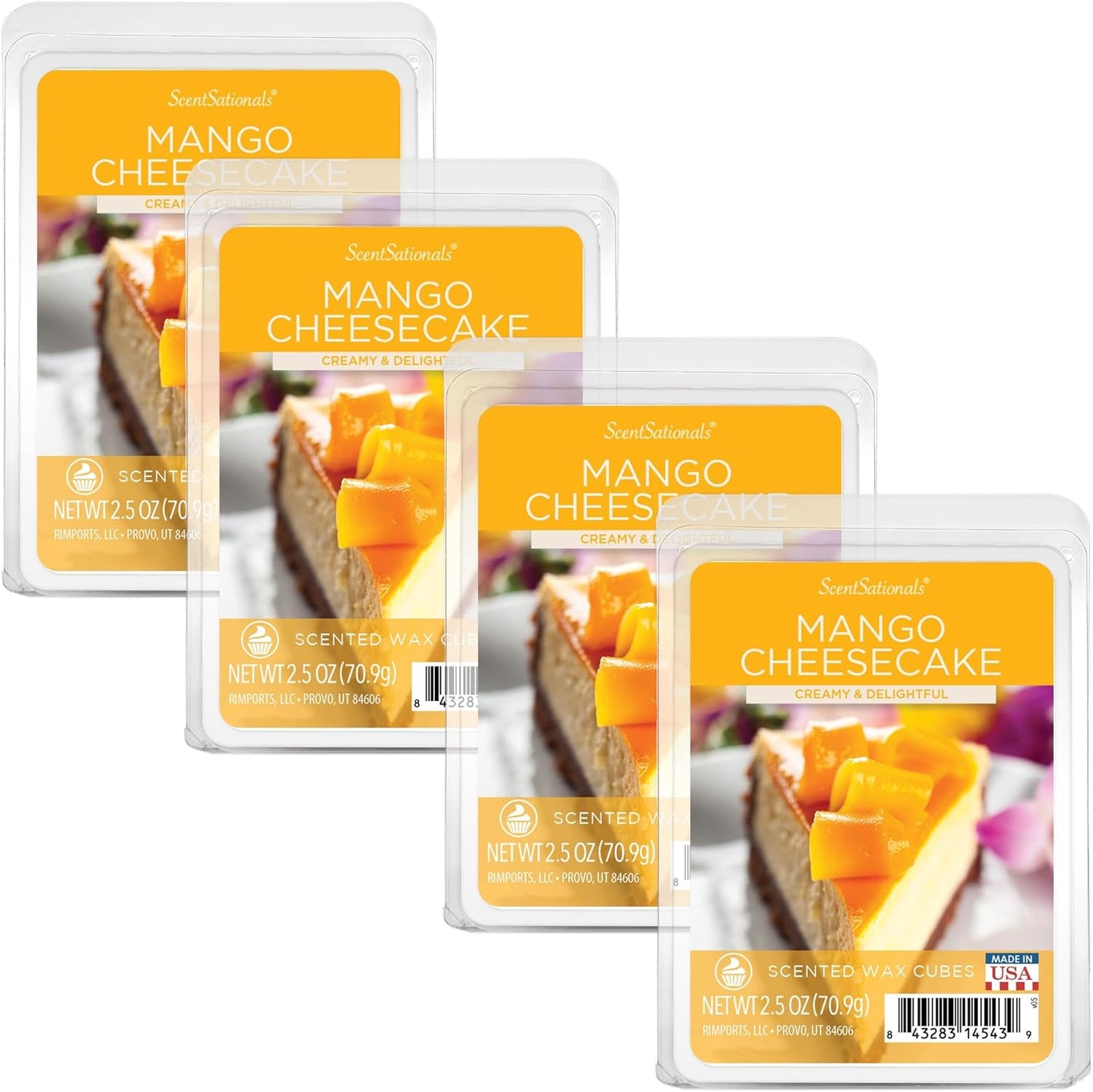 Scentsationals Scented Wax Fragrance Melts - Mango Cheesecake - Wax Cubes Pack, Home Warmer Tart, Electric Wickless Candle Bar Air Freshener, Spa Aroma Decor Gift - 10oz (24-Cubes)