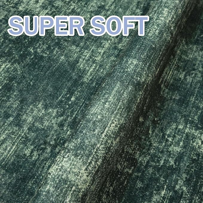 IOHOUZE Abstract Runner Rug 3x20 Ft Extra Long Washable Runners for Hallways, Non Slip Kitchen Runner Printed Faux Wool Entryway Runner Indoor, Modern Abstract Floor Carpet for Hall Stair, Dark Green