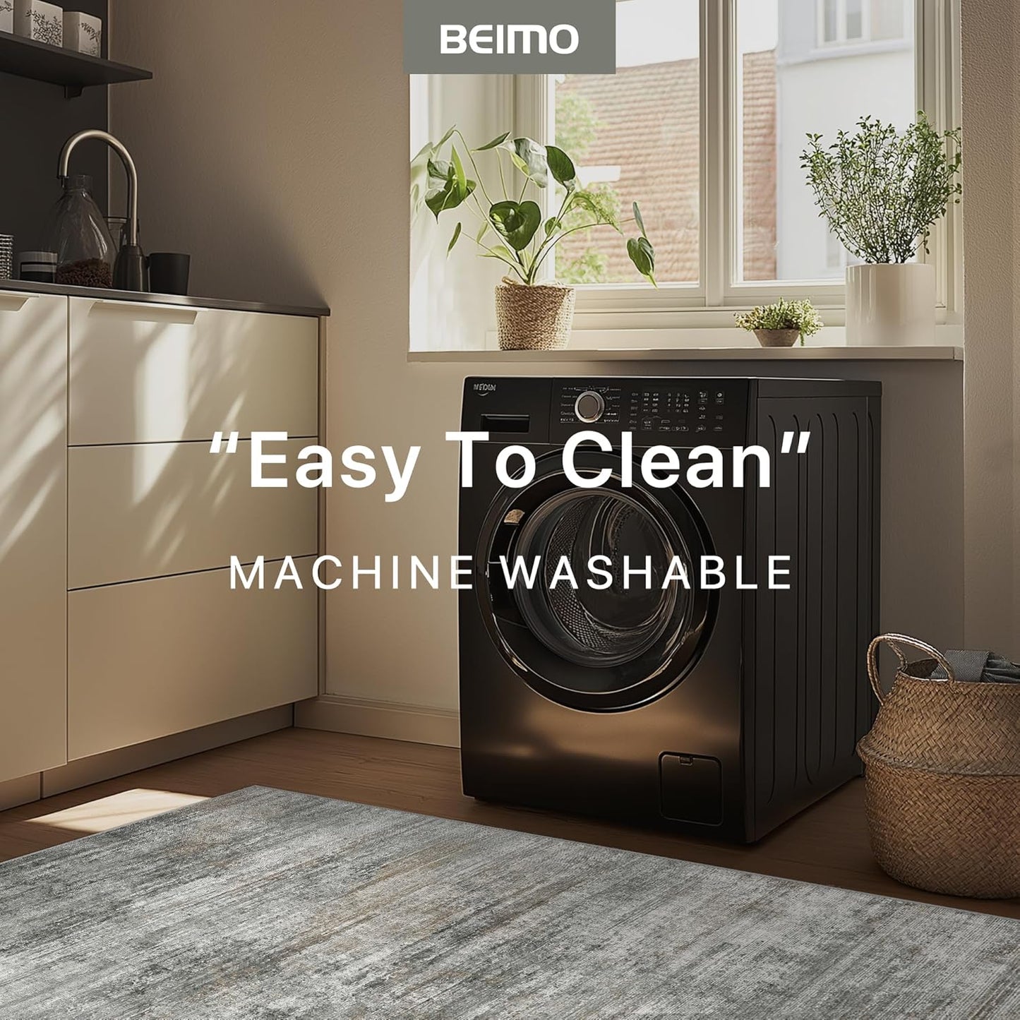 Area Rugs 10x14 for Living Room Bedroom, Modern Abstract Machine Washable Rug, Large Soft Low Pile Floor Cover with Non Slip Backing for Dining Room, Ash Gray Brown