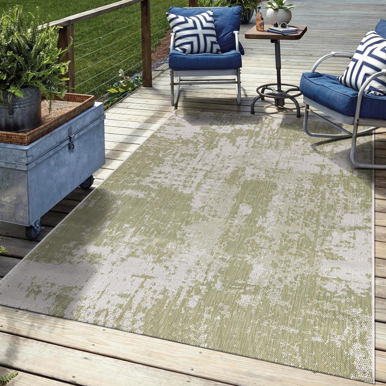 Keen Home Design Terrace Outdoor Throw Rug - 3x5 Washable Indoor/Outdoor Rug for Patio, Kitchen, Balcony, Beach, Garden, Deck and Porch, Size: 3'x5'