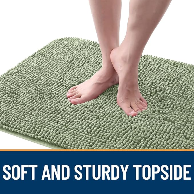 OLANLY Dog Door Mat for Muddy Paws 40x32, Absorbs Moisture and Dirt, Absorbent Non-Slip Washable Doormat, Quick Dry Chenille Mud Mat for Dogs, Entry Indoor Entryway Carpet for Inside Floor, Sage Green
