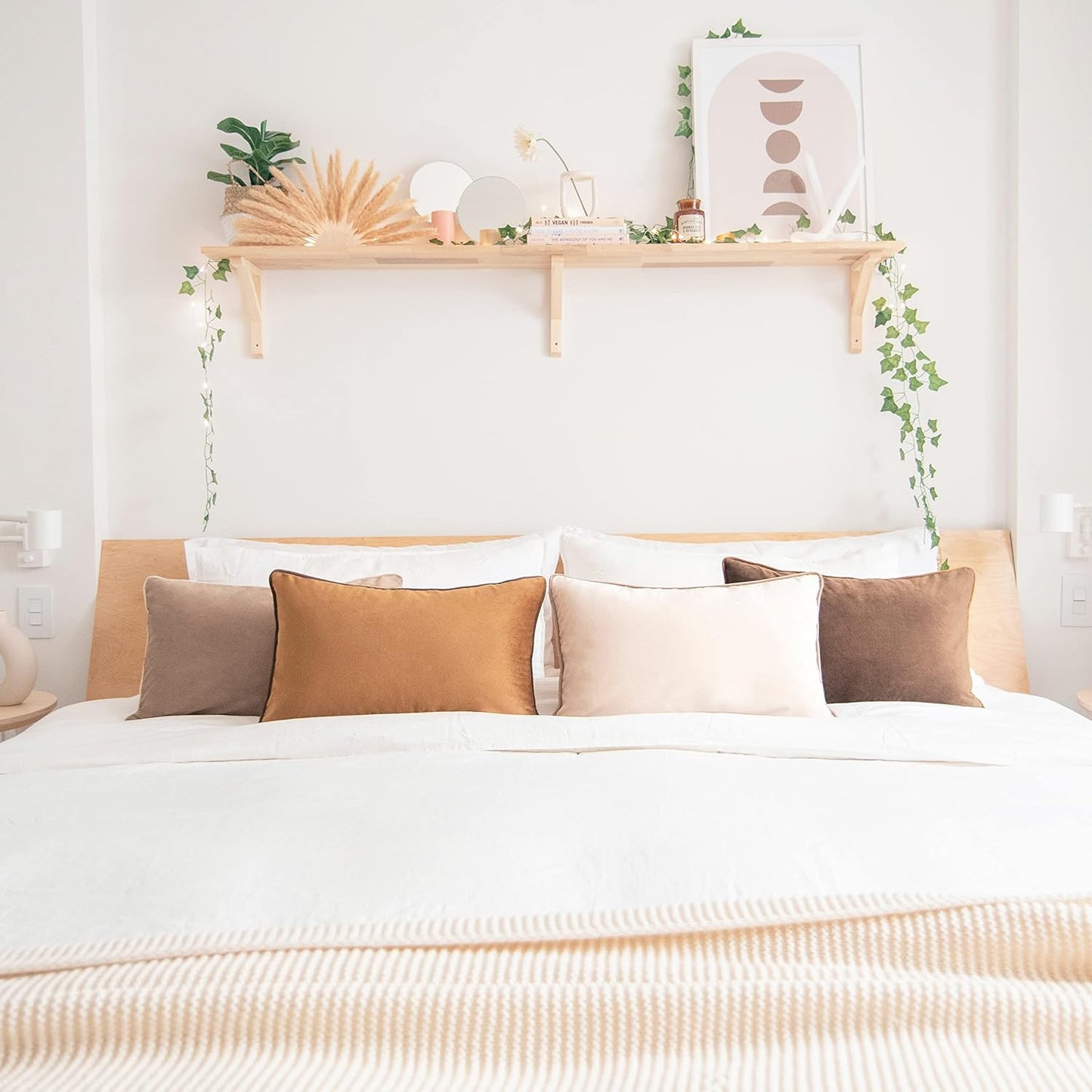 MONDAY MOOSE Decorative Throw Pillow Covers Cushion Cases, Set of 4 Soft Velvet Modern Double-Sided Designs, Mix and Match for Home Decor, Pillow Inserts Not Included (12x20 inch, Brown/Beige)