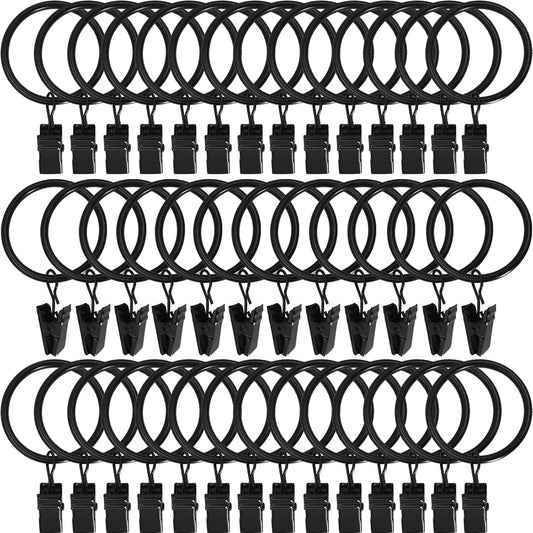 40 Pack Metal Curtain Rings with Clips, Drapery Clips Hooks, Decorative Curtain Rod Clips 1.5 in Interior Diameter, Vintage Black