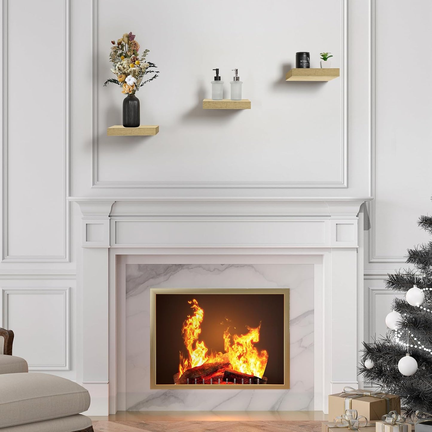 Sorbus Floating Shelves — Hanging Wall Shelves Decoration — Perfect Trophy Display, Photo Frames (Maple Wood)