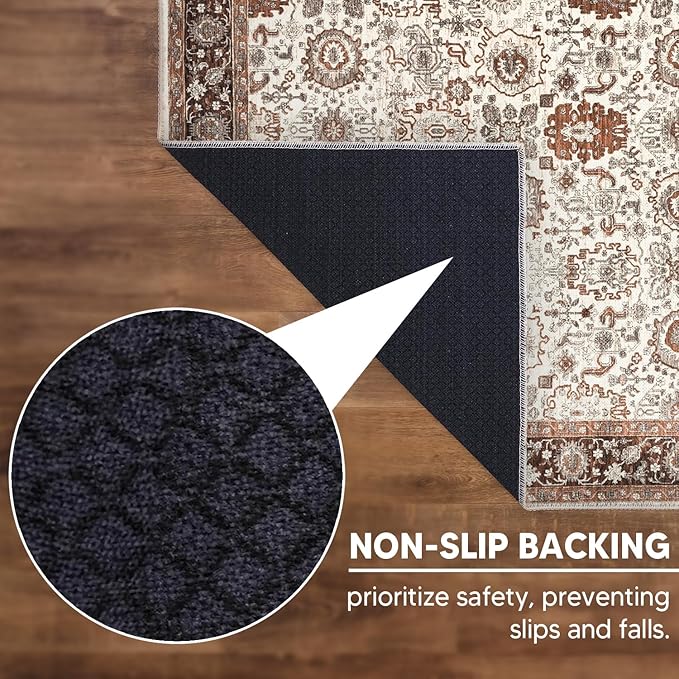Keen Home Design 2x7 Rug - Machine Washable Runner Rug with Non-Slip Backing, Ideal for Hallway, Entryway, Kitchen, Laundry Room - Vintage, Easy Clean, Durable, Low Pile - (2'6" x 7')