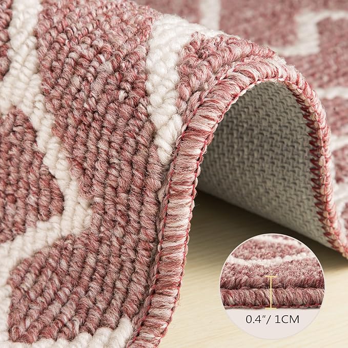 hicorfe Front Door Mat Outside Entrance, Absorbent Mud Mat,Welcome Door Mats Outdoor Indoor,Stain and Fade Resistant,Non Slip Backing Entry Doormat,Pet Rug for Entryway (32"x48",Dark Pink)