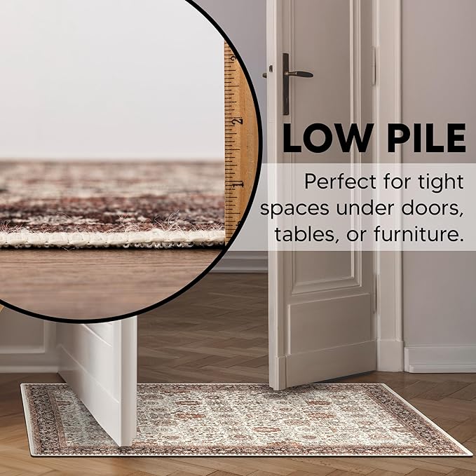 Keen Home Design 2x3 Rug - Machine Washable Entry Rug with Non-Slip Backing, Ideal for Enteryway, Kitchen, Bathroom, Laundry Room - Vintage, Easy Clean, Durable, Low Pile - (2' x 3')