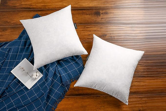 JA COMFORTS 26×26 Premium Goose Down Feather Throw Pillow Inserts(Set of 2)-5% Down Filling,High Filling Weight,250 TC Cotton Cover, Square, White