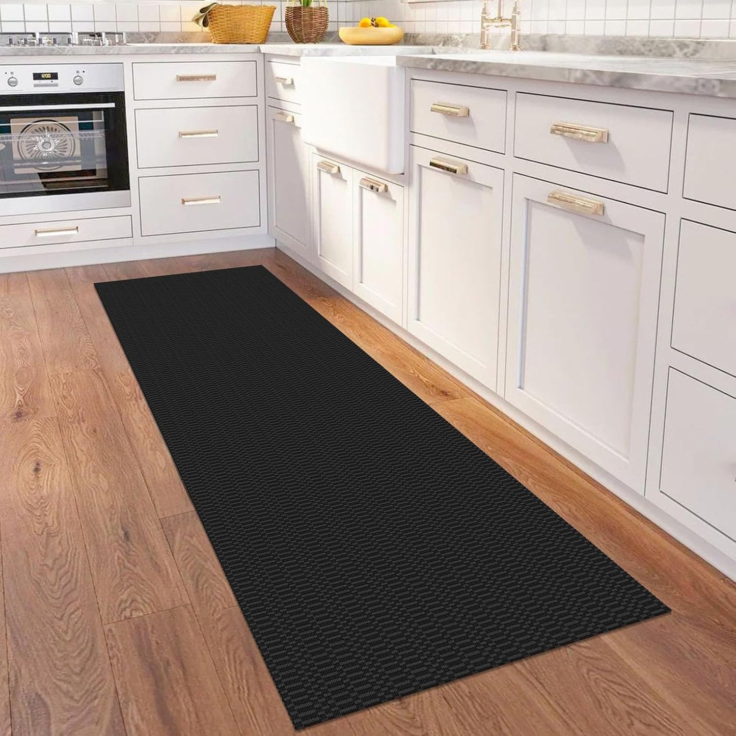 KOZYFLY Washable Runner Rug 2x6 Ft Runners for Hallways Kitchen Runners with Rubber Backing Braided Cotton Entryway Runner Indoor, Carpet for Hall Foyer Bedroom, Black/Grey