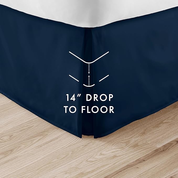 Linen Market Bed Skirt - Ultra Soft Microfiber - Easy Fit with 14 Inch Tailored Drop - Hotel Quality, Shrinkage & Fade Resistant - Bed Cover - Cal King Bed Skirt - Bedroom Décor - (Cal King, Navy)