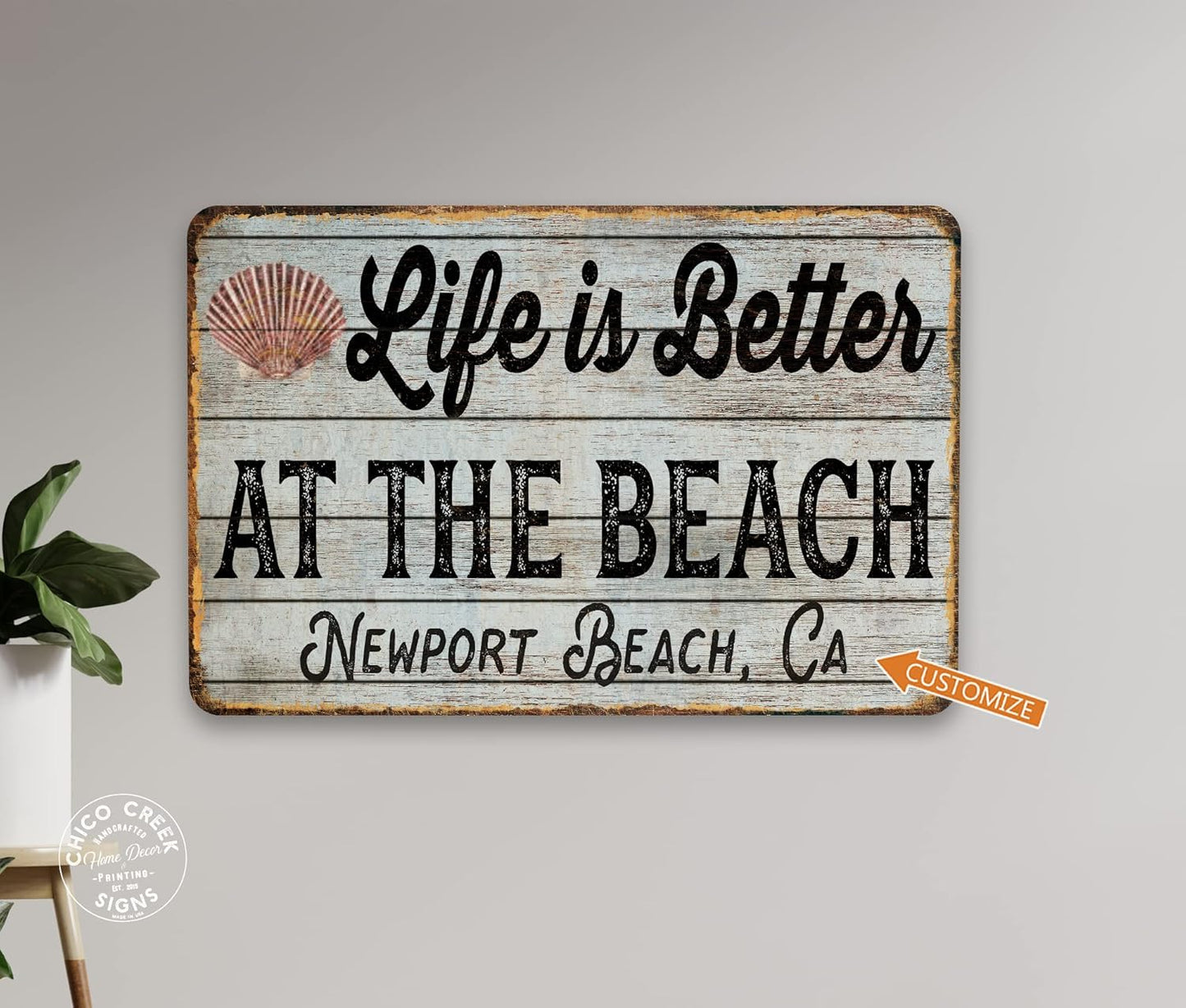 Custom Beach Sign Life is Better at The Beach Wall Art Seaside Beach Décor Personalized Your Text Here Souvenir 208122002013