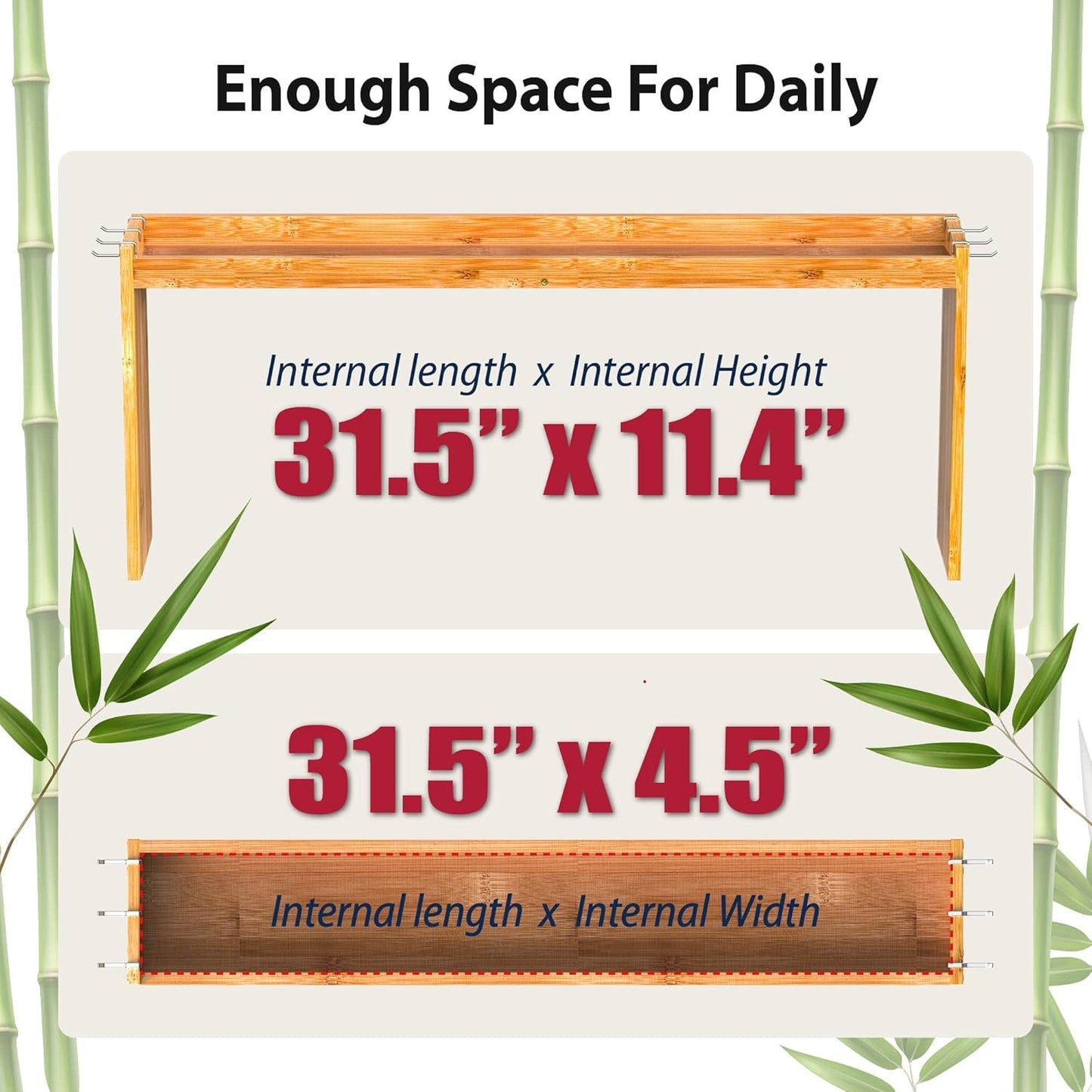 IIIOIIIA Bamboo Over The Stove Spice Shelf for Kitchen Storage, 31.5" Kitchen Spice Rack Organizer Stove Top Shelf with 6 Hooks, 11.4" Height Extra Storage Countertop, Easy to Assemble