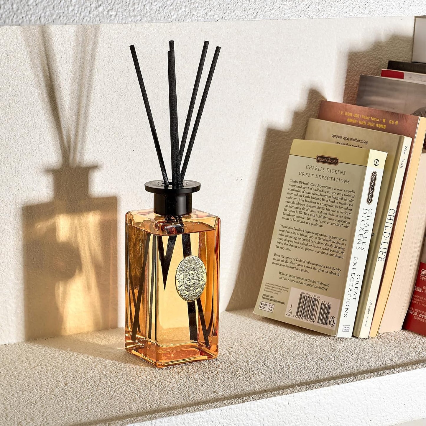 M&SENSE 10.14 oz Large Reed Diffuser Set | Pumpkin Apple Pie Scent Oil Diffuser with Sticks | Hotel Collection Non-Toxic Essential Oil |for Bedroom Bathroom Living Room