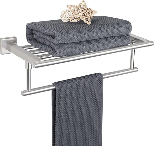 Alise 16 Inch Towel Racks for Bathroom, Towel Rack Wall Mounted with Tower Bars, SUS 304 Stainless Steel Bathroom Shelf, Heavy Duty Hand Towel Holder (Brushed Nickel)