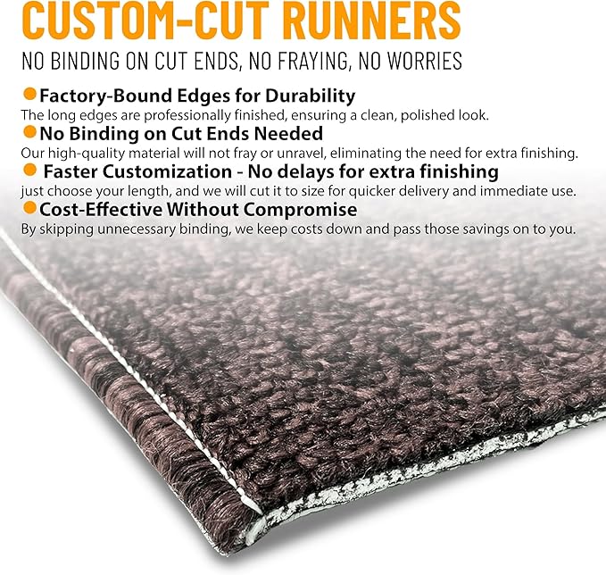 Ottomanson 2'7" x 8' Ultra-Thin Hallway Runner Rug - Durable Non-Slip Carpet for High-Traffic Areas - Fits Under Doors for Seamless Entry - Ideal for Kitchen, Entryway, Bedroom & Living Room, Brown
