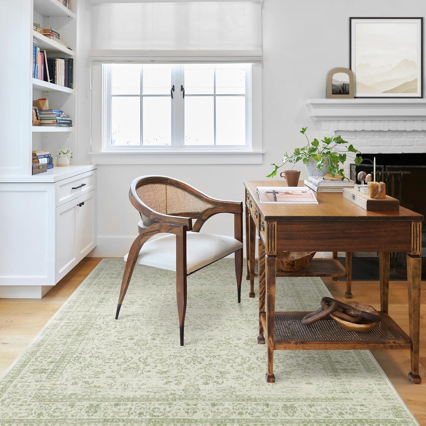 Boho Font Door Mat for Indoor Entrance Washable Non Slip Vintage Floral Aesthetic 3x5 Area Rugs for Entryway Entry,Sage Green