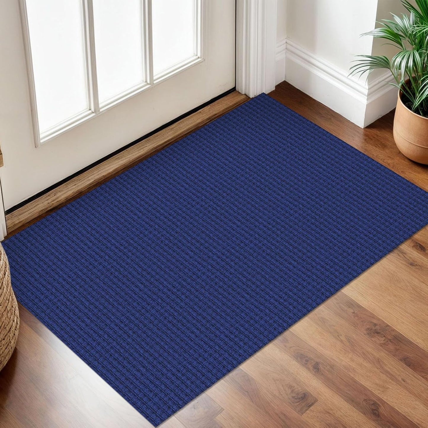 IOHOUZE Small Area Rug 2x3 Washable Woven Rugs for Entryway Non Slip Rubber Backed Front Door Rugs Indoor Doormat Throw Rug Floor Carpet for Entrance Kitchen, Royal Blue/Navy