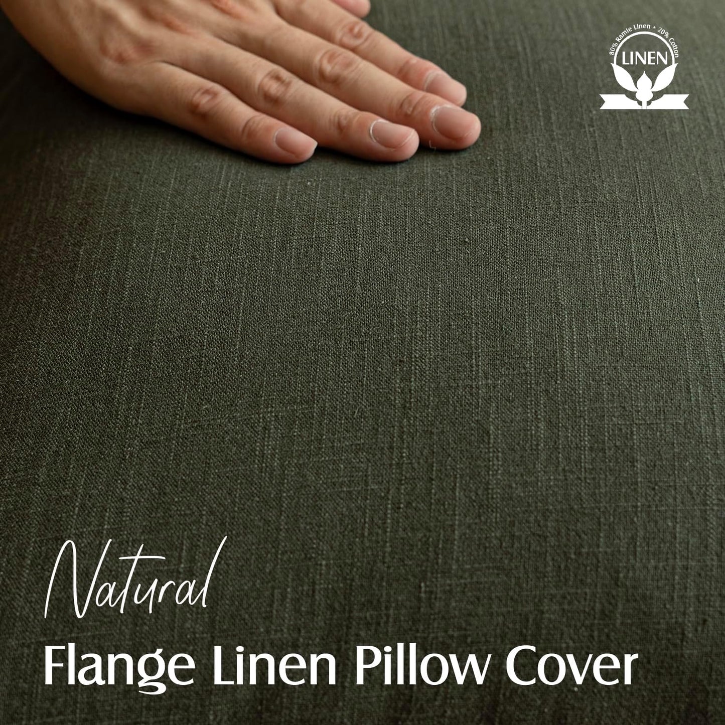 Foindtower Pack of 2, Decorative Linen Solid Throw Pillow Covers Soft Accent Cushion Case Farmhouse Neutral Pillowcase for Chair Couch Sofa Bedroom Living Room Home Decor 22 x 22 Inch Dark Olive Green