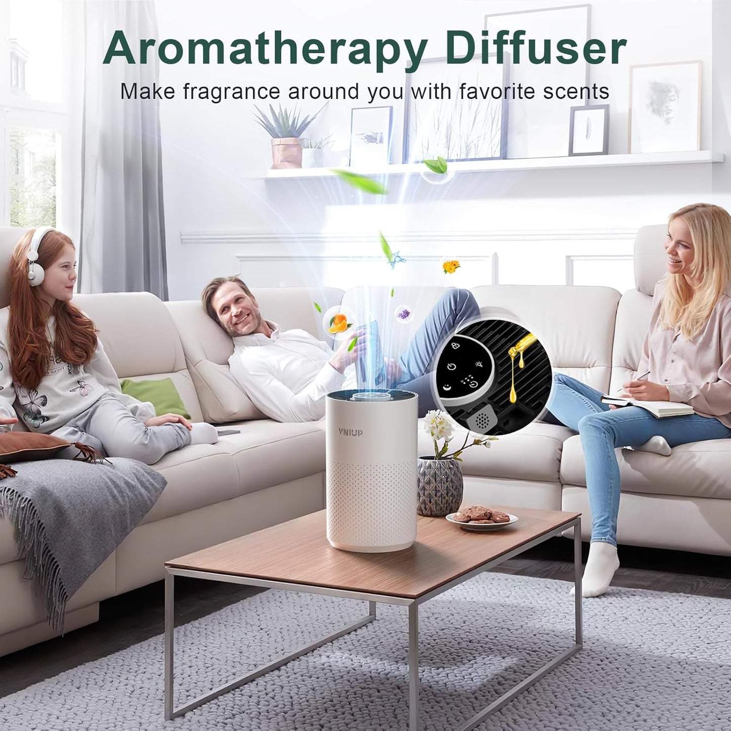 Air Purifiers for Bedroom Home up to 800 ft², Vniup H14 True HEPA Room Air Purifiers for Bedroom, with Fragrance Function Sleep Mode& Light Mode Air Cleaner for Pet Dander Odor Dust Smoke