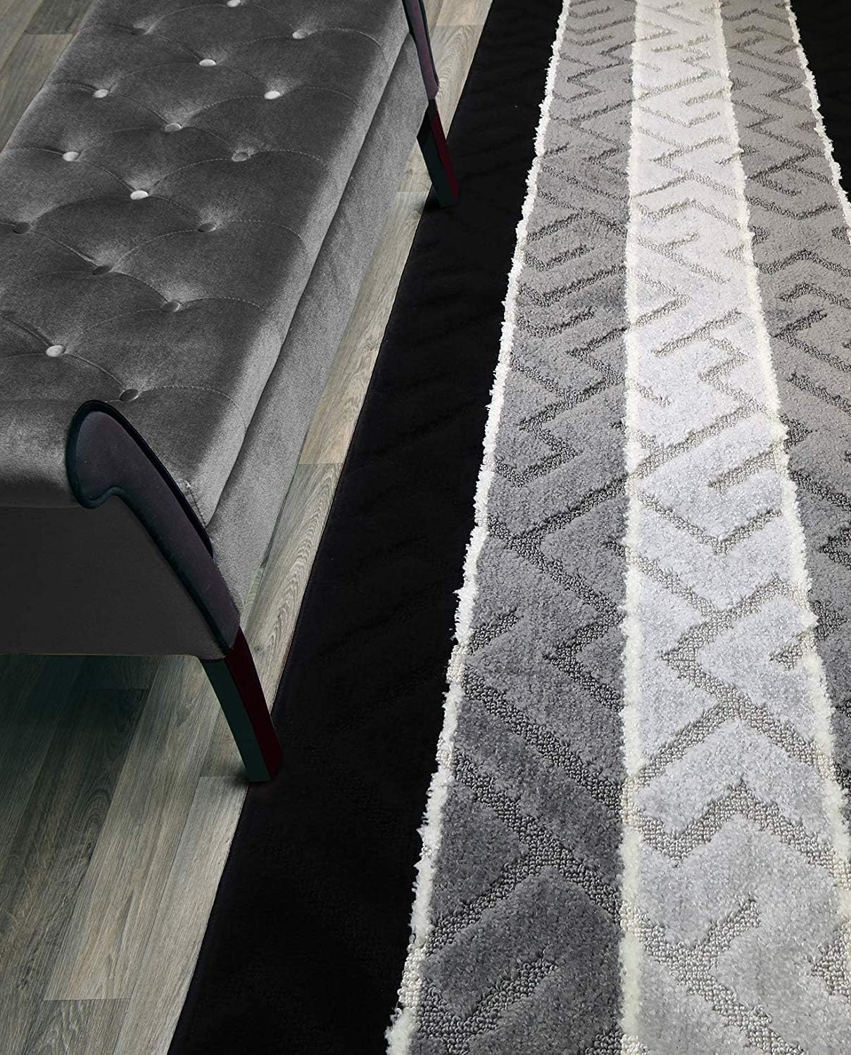 Custom Length Hallway Runner Rug,Slip Resistant,Arrows Black, 26 Inch X 23 feet, Sold and Priced Per Foot