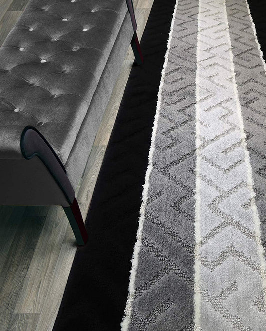 Custom Length Hallway Runner Rug,Slip Resistant,Arrows Black, 26 Inch X 16 feet, Sold and Priced Per Foot