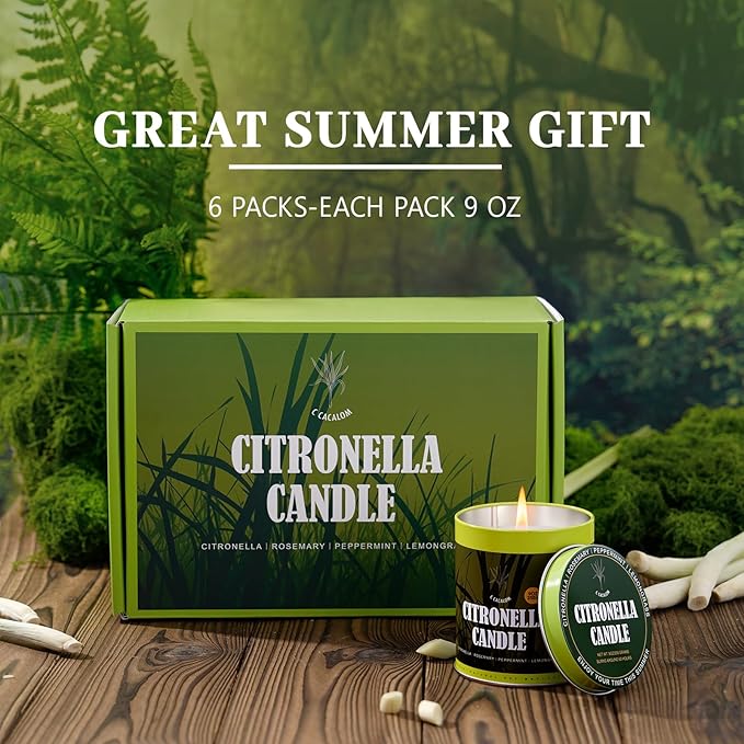 Scented Candles Set, Jar Candle Sets for Home Scented Natural Soy Wax Candle, Holiday Birthday Gifts Set for Women Men (6 Count, Citronella & Lemon & Peppermint Blend)