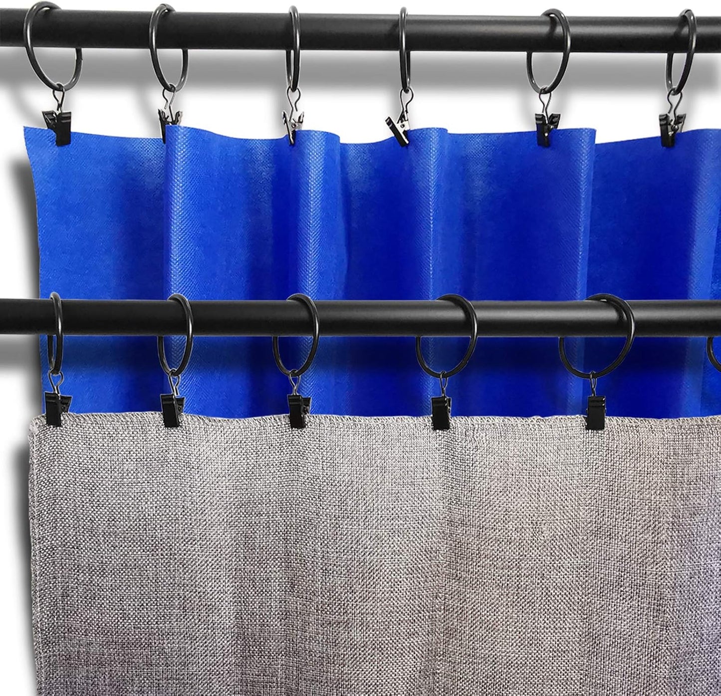 40 Pack Metal Curtain Rings with Clips, Drapery Clips Hooks, Decorative Curtain Rod Clips 1.5 in Interior Diameter, Vintage Black