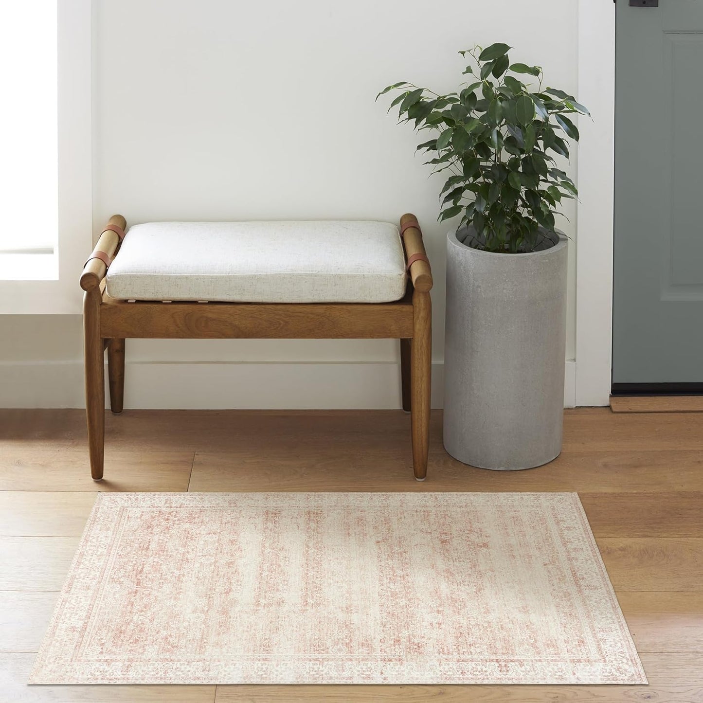 Small Throw Rug for Bedreoom 2x3 Washable Boho Aesthetic Pink Floral Non Slip Cute Area Rug for Side of Bed Teen Girls Room Kitchen Bathroom