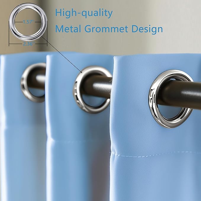 Blue Curtains 63 Inch Length 2 Panels Set Living Room Thermal Blackout Curtains for Bedroom 42 by 63 Grommet 42x63 Curtains