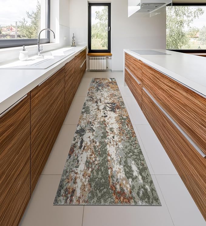 Keen Home Design Area Rugs - 2x18 Non-Shedding, Abstract Rugs for Kitchen, Living Room, Bedroom, Dining Room, Entryway - Size: 2'8" x 18', Multi