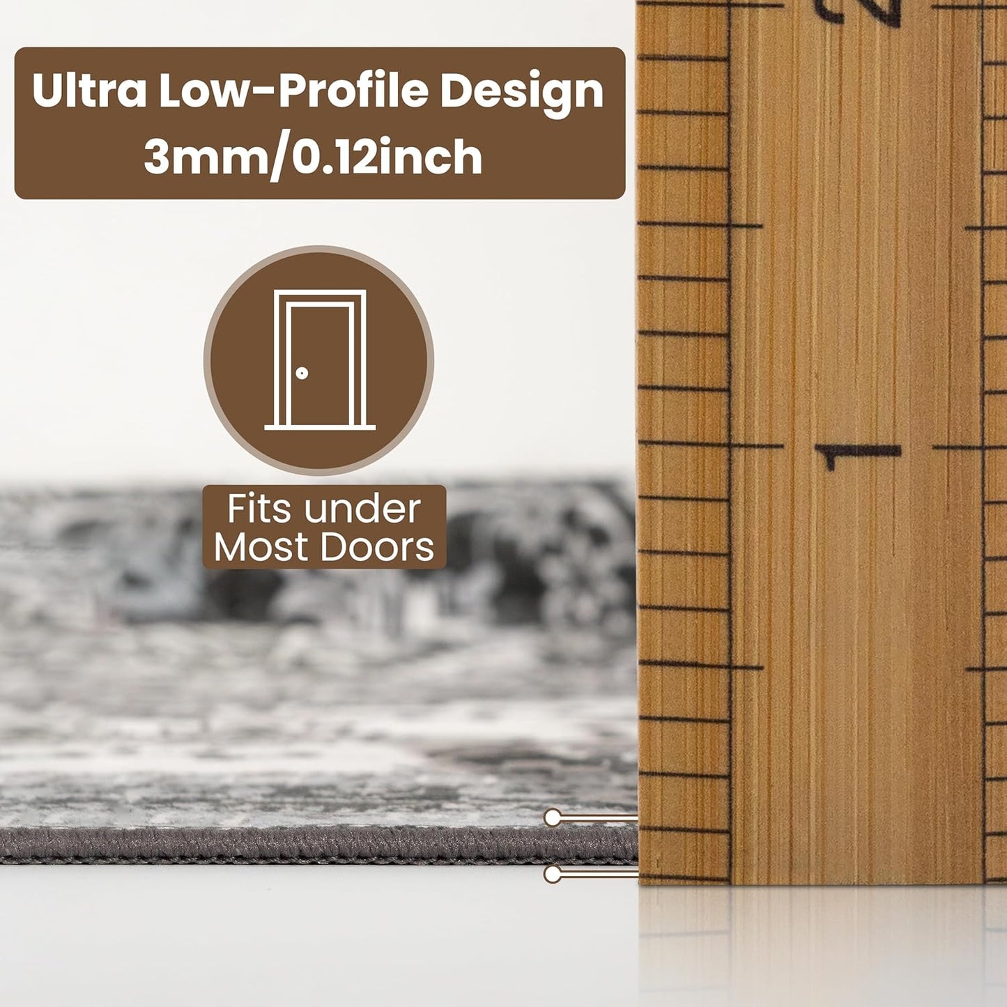 Washable Runner Rug 2.5x8 | Non Slip Rug Runners for Hallways, Entryways, Kitchens, Bathrooms, Bedrooms | Ultra-Soft Flannel Carpet Runners with Rubber Backing (Charcoal, 2.5x8)