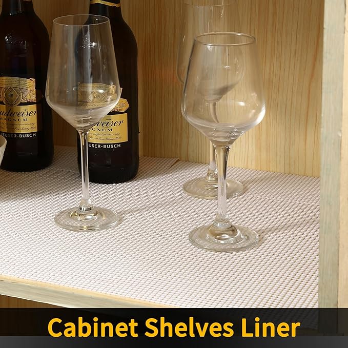 iwtmm Drawer Shelf and Cabinet Liners Non-Adhesive Extra Strong Grip - Keep Items in Place for Kitchen, Bathroom, Office & Wardrobe, Heavy Duty Anti-Slip Liners for Cabinets, Cupboards, Drawers