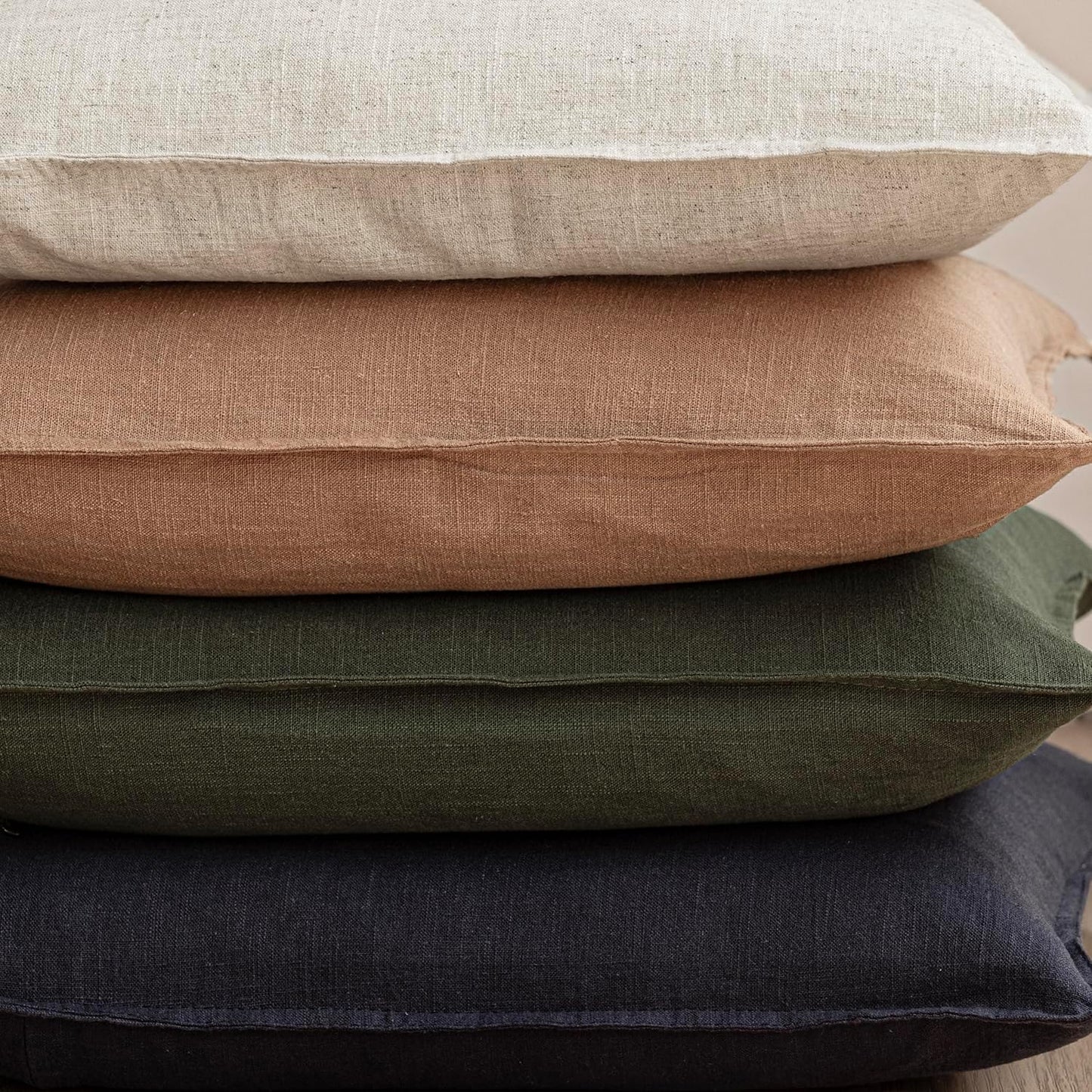 Foindtower Pack of 2, Decorative Linen Solid Throw Pillow Covers Soft Accent Cushion Case Farmhouse Neutral Pillowcase for Chair Couch Sofa Bedroom Living Room Home Decor 20x20 Inch Dark Olive Green