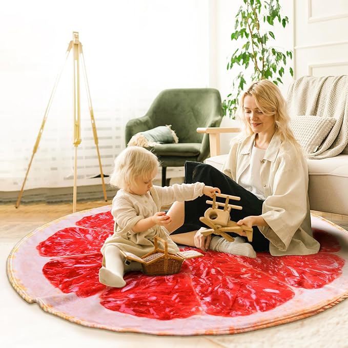 Vessia Grapefruit Throw Blanket, Realistic Funny Food Blanket for Adults and Kids, 300GSM Giant Soft Fruits Throw for Couch, Sofa, Bed, Fun Cozy Round Gifts for Boys, Girls, 60 inches