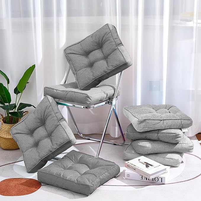 Juexica 8 Pcs Floor Cushions for Kids Floor Pillows Flexible Seating Cushions 3.5'' Thick Flexible Seating Classroom Furniture Meditation Seat Pillows for Home Nursery Yoga Decor(Grey,Square)