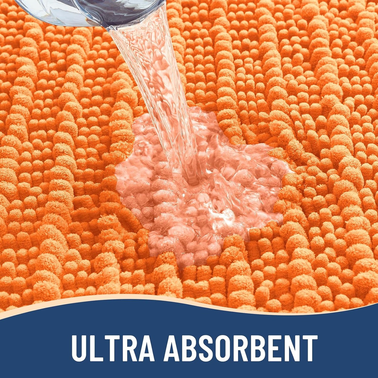 Arotive Luxury Chenille Bathroom Rug Mat, Extra Soft Thick Absorbent Shaggy Bath Rugs, Non-Slip Machine Wash Dry, Plush Bath Mats for Bathroom, Shower and Tub, 36x24, Orange