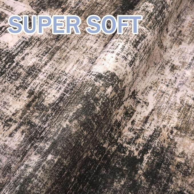 IOHOUZE Small Abstract Area Rug 2x3 Ft Entryway Rugs Washable Door Mat Indoor Entrance, Rubber Backed Throw Rugs, Printed Faux Wool Non Slip Floor Carpet for Foyer Front Door Sink, Brown/Rust