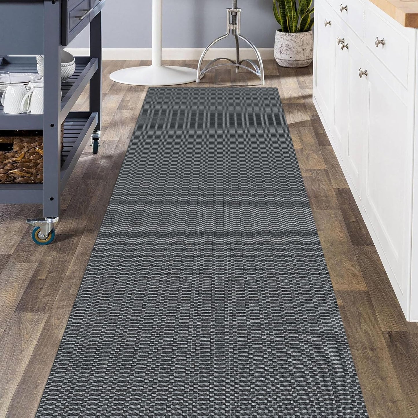 KOZYFLY Washable Runner Rug 3x8 ft Hallway Kitchen Runner Rugs with Rubber Backing Bobo Non Slip Entryway Runner Indoor, Carpet Runners for Hall Entryway Bedroom, Grey/Charcoal Grey