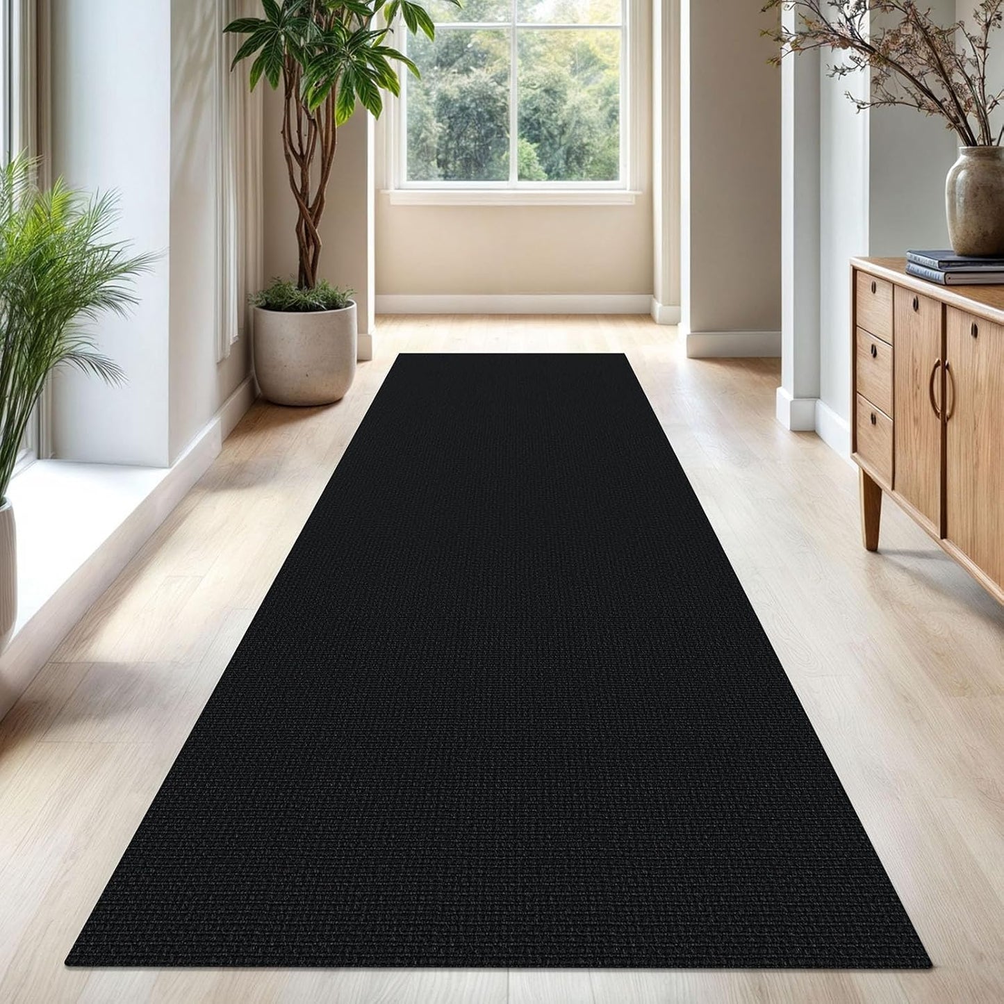KOZYFLY Washable Runner Rug 3x10 ft Hallway Kitchen Runner Rugs with Rubber Backing Bobo Non Slip Entryway Runner Indoor, Long Carpet Runners for Hall Kitchen Entryway, Black