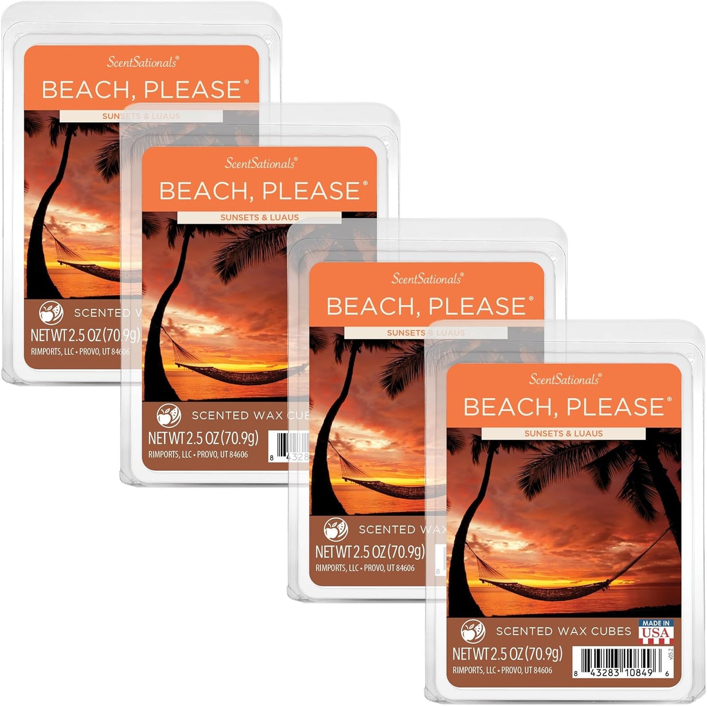 Scentsationals Wax Melts, Wax Cubes Strong Scent - Beach Please - Long Lasting Scented Melts for Warmer, 10oz (24-Cubes)