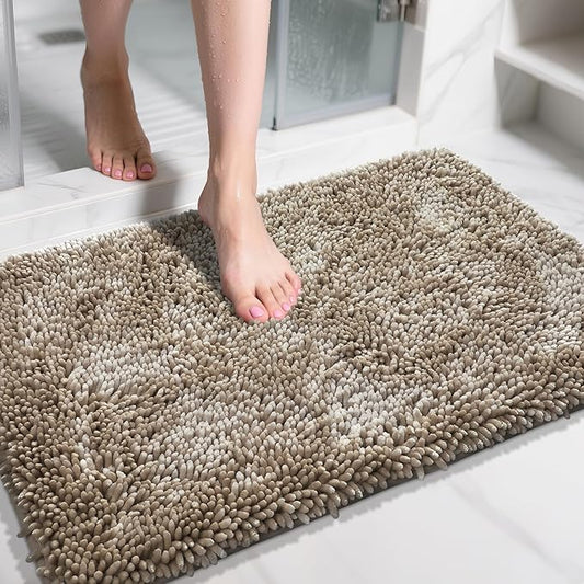 Yimobra Large Bathroom Rug Non Slip 36x24 Inch, Extra Thick Soft Absorbent Chenille Bath Mat, Machine Washable Quick Dry Bath Rugs for Bathroom Floor, Tub and Shower, Home Decor Accessories, Camel