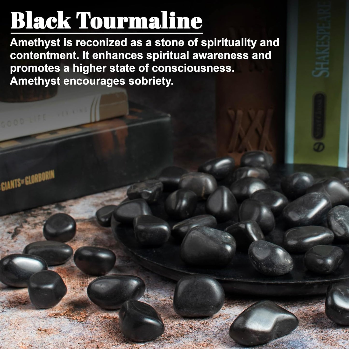 Crocon 1LB Black Tourmline Tumbled Stones and Crystals Bulk 2000+ Carats Natural Crystal Kit for Reiki Healing Crystal Polished, Tumble Stones, Chakra Balancing, Reiki Gift, Home Decor Size : 20mm