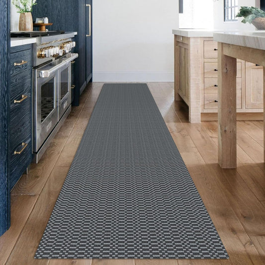 KOZYFLY Washable Runner Rug 2x12 ft Hallway Kitchen Runner Rugs with Rubber Backing Non Slip Entryway Runner Indoor, Extra Long Carpet Runners for Hall Kitchen Entryway, Grey/Charcoal Grey