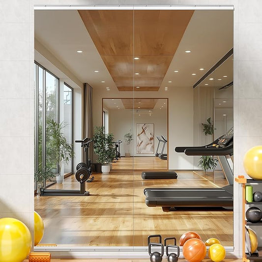 Home Gym Mirror, 95'' x 40'' x 2PCS, Large Full Body Mirror for Yoga, Frameless Tempered Glass, Wall Mounted for Home Gym, Garage, Bedroom, Bathroom